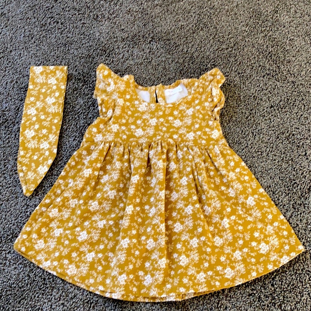 Gold flower dress with matching head band